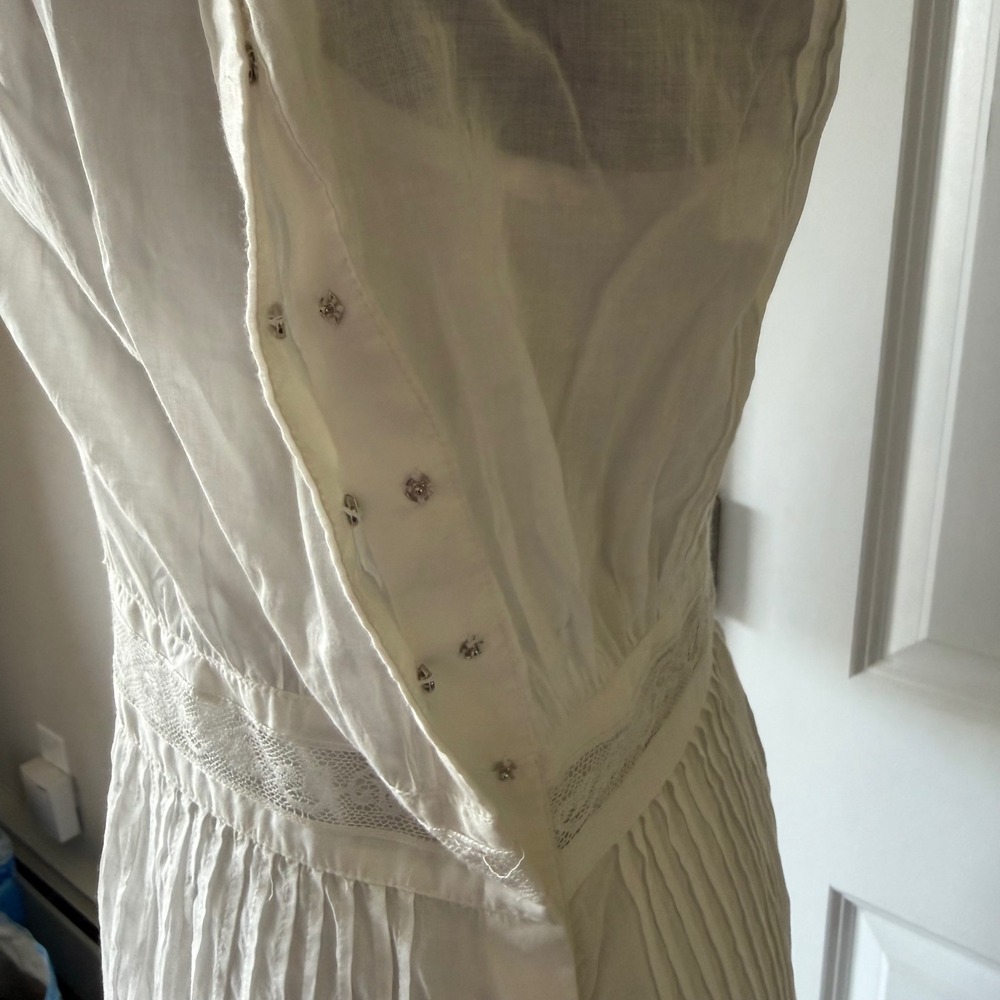 Polo Ralph Lauren Cream Lace Pintuck Edwardian Maxi Dress Vintage Style Size 4 - Picture 15 of 16